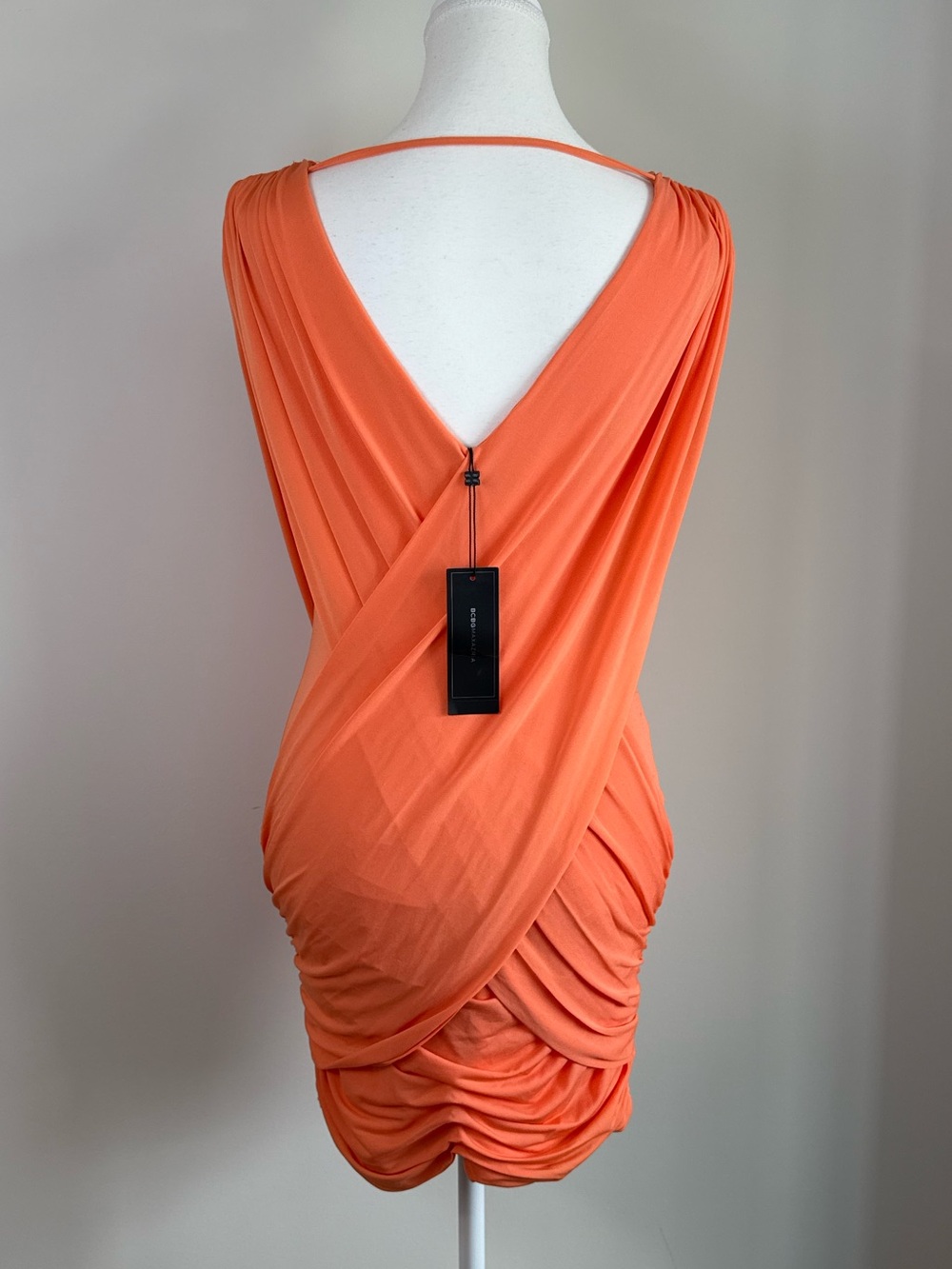 BCBGMAXAZRIA Alondra Melon Draped Bodycon Mini Dress NWT Small - Picture 4 of 6